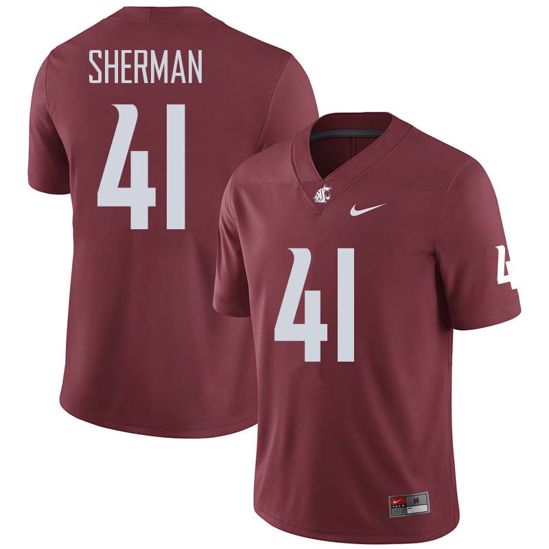 Men #41 Dillon Sherman Washington State Cougars College Football Jerseys Sale-Crimson - Click Image to Close